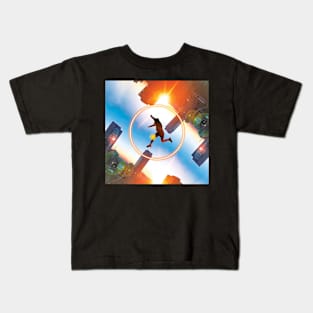 Jumping Over Cities - Digital Modern Art Piece Kids T-Shirt